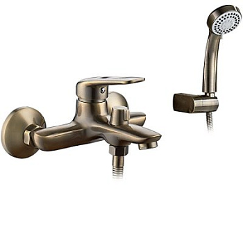 Смеситель L3248С для ванны с коротким изливом дивертор в корпусе шаровый бронза LEDEME 